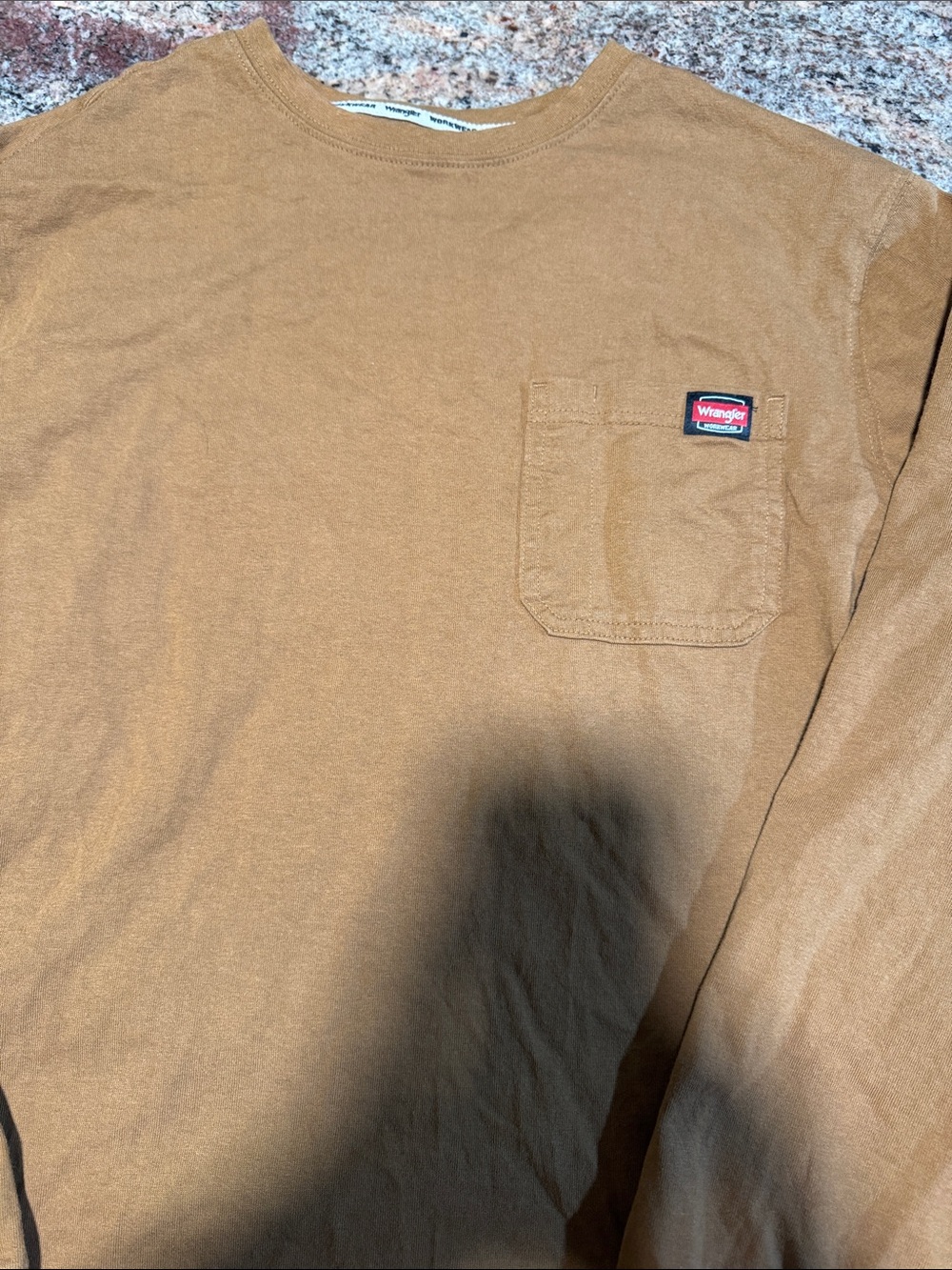 Wrangler Long Sleeve Pocket Tee in Caramel Brown